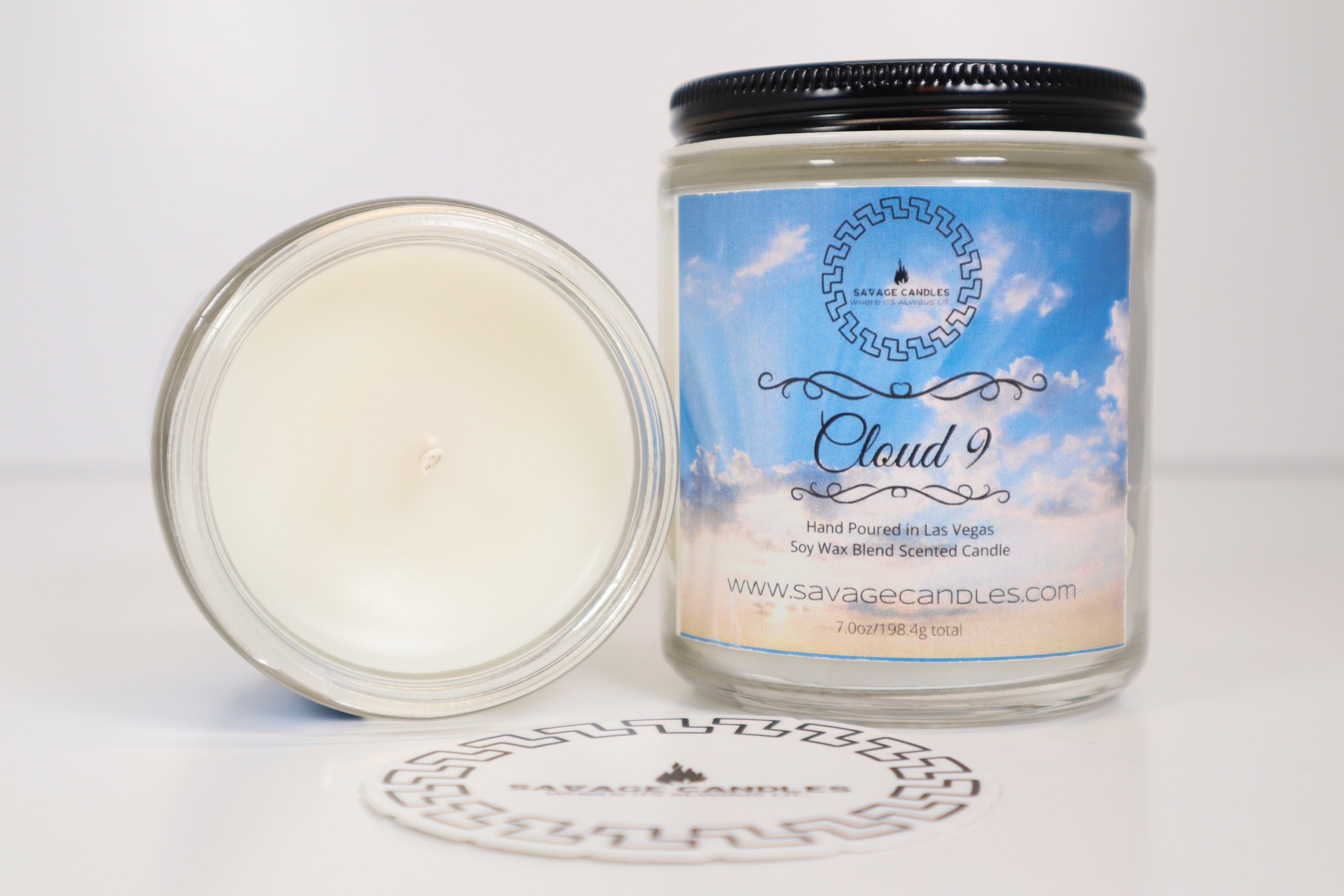 Cloud 9 scented notes of flowers, and Mary jane and marijuana Candles Savage Candles LLC 