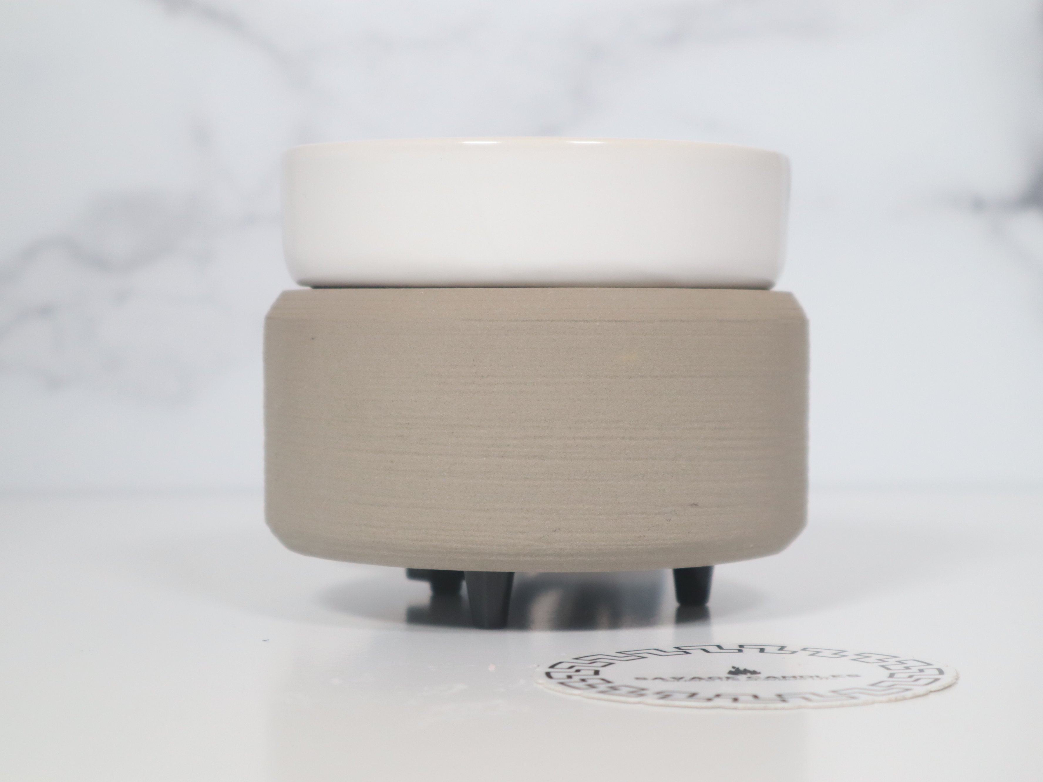 Ceramic 2-IN-1 Candle And Wax Warmer Savage Candles Gray Texture 