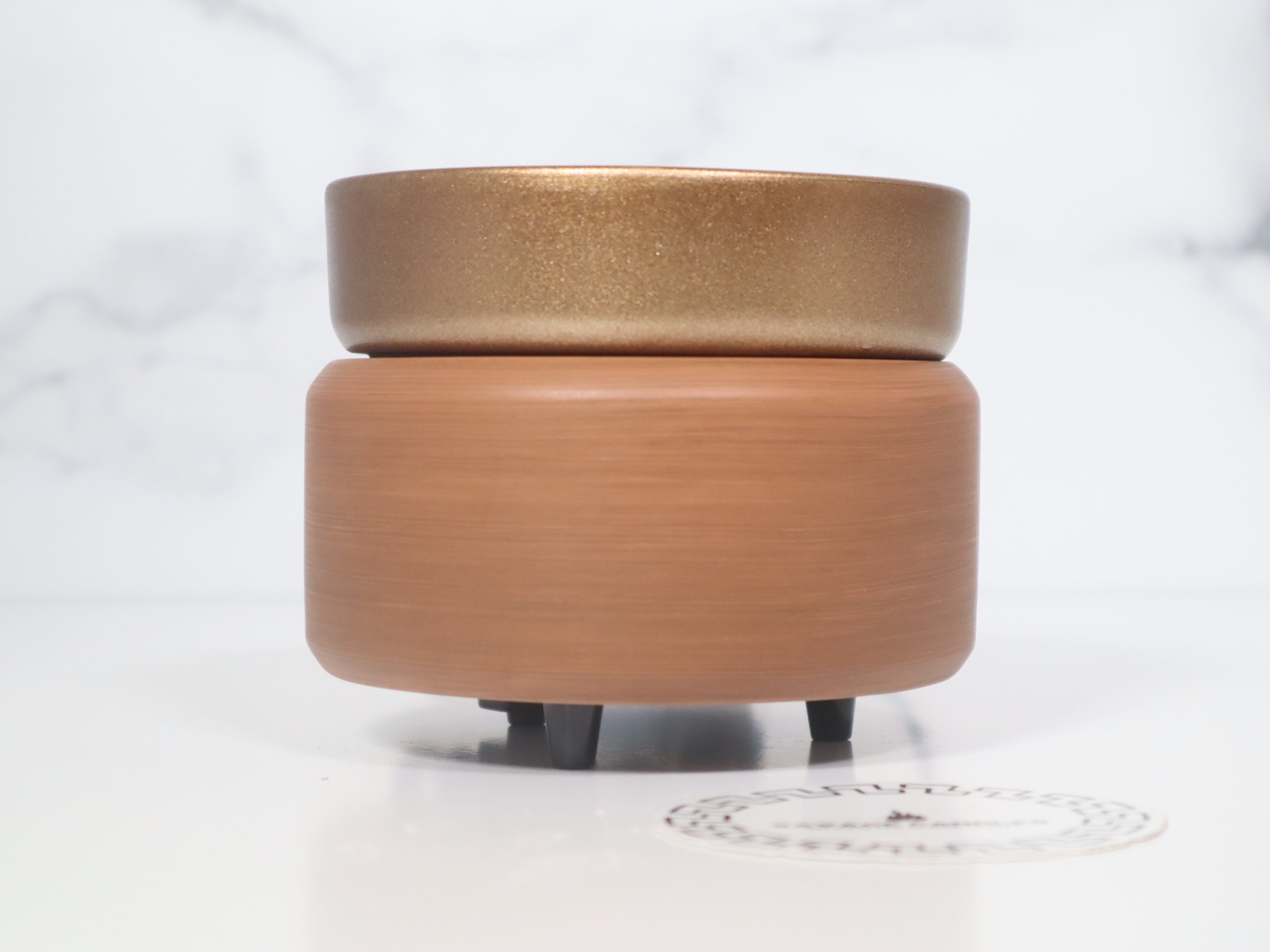 Ceramic 2-IN-1 Candle And Wax Warmer Savage Candles Pewter Walnut 